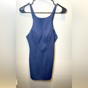 Alyce Paris Women's Navy Sparkly Bodycon Mini Open Back Dress Size 0‎
